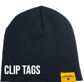  Set your beanies apart with high quality clip tags from Pacific Headwear. Upload your artwork or choose from our stock icons for a high-quality personalized beanie for your whole squad. Available in Genuine Leather, Woven & Sublimated Patch Styles MOQ: Dependent on Clip Tag Type Standard Turn: Dependent on Clip Tag Type Location: Front or Back Best For: Simple Logo or Wordmark Sizing: Max = (H+W)/2 < 3".