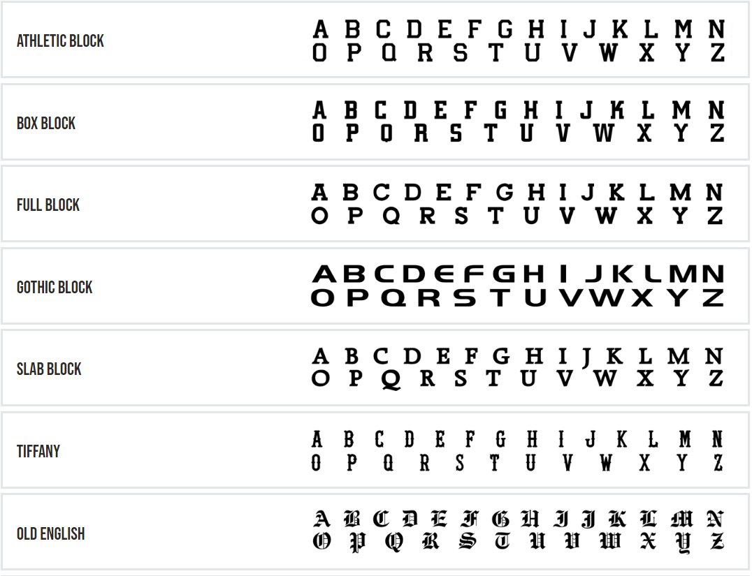 Stock Letters for Hat Embroidery by Pacific Headwear