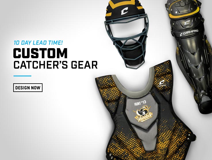 BUY CUSTOM CATCHER'S GEAR AT GRAHAM SPORTING GOODS. THE MOST CUSTOMIZATION CATCHER'S SET ON THE MARKET! EACH SET INCLUDES A HELMET, CHEST PROTECTOR, & LEG GUARDS 